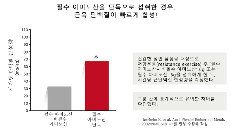 트레이닝과 함께 근단백 합성을 높여주는 “필수 아미노산 고배합 유청 단백질”