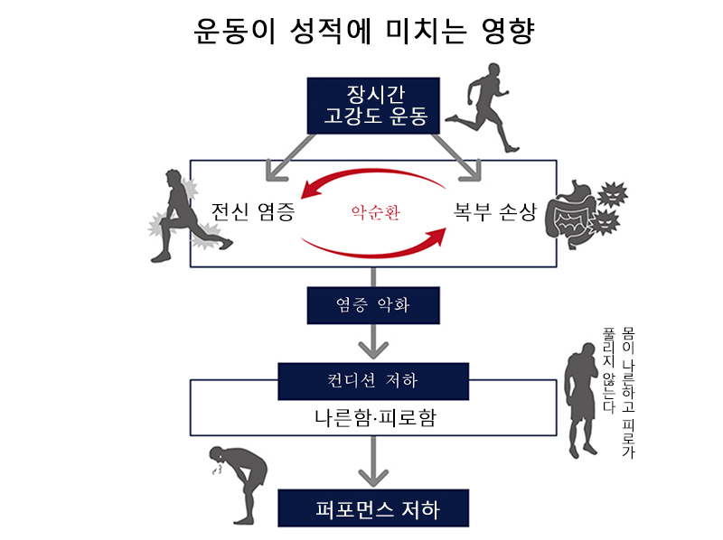 운동 중 피로감을 느끼는 이유는 전신 손상과 함께 복부 내장도 손상을 입기 때문! 이상적인 퍼포먼스를 발휘하기 위한 필수 조건은?