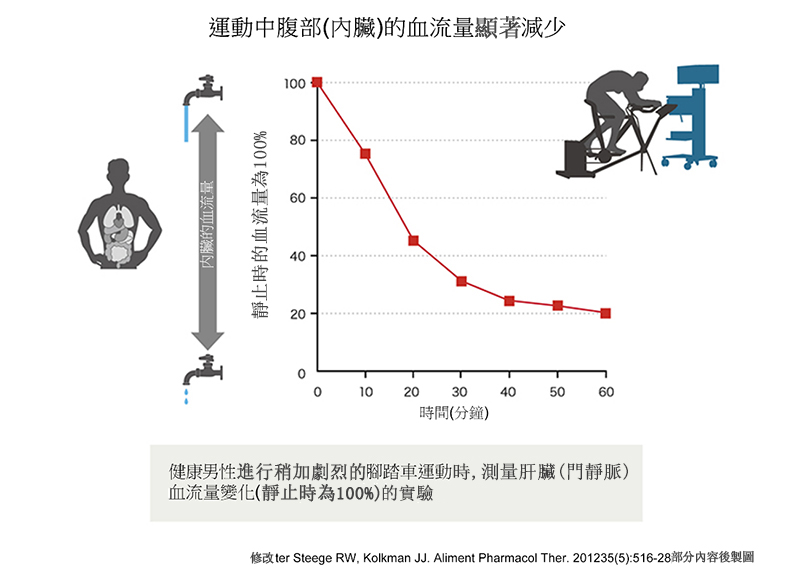 運動時間與內臟血液容積的關係